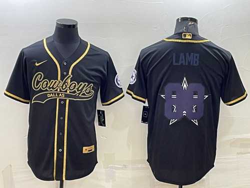 Men's Dallas Cowboys #88 CeeDee Lamb Black Gold Team Big Logo With Patch Cool Base Stitched Baseball Jersey,We sell and wholesale Men's Dallas Cowboys #88 CeeDee Lamb Black Gold Team Big Logo With Patch Cool Base Stitched Baseball Jersey on line form chian!